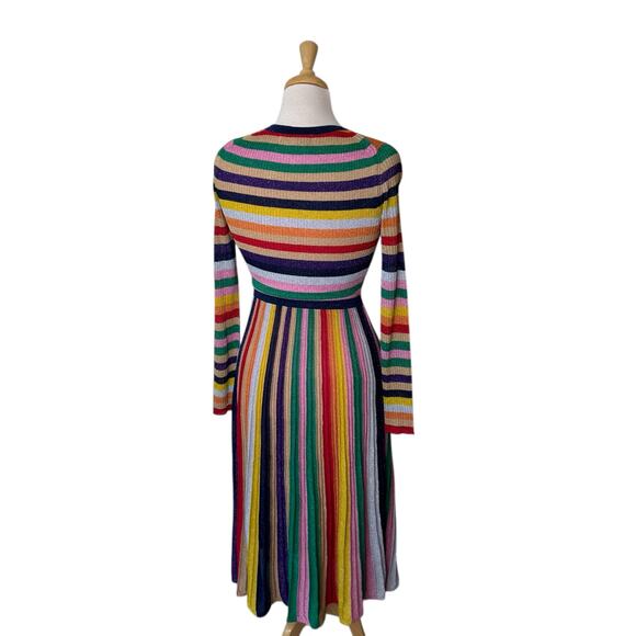 BODEN Metallic Stripe Long Sleeve Ribbed Sweater Dress Size 6 - Picture 2 of 10